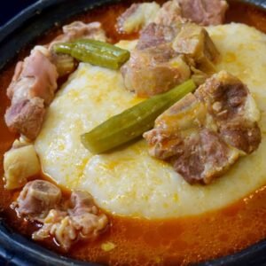 Fufu with palm nut soup